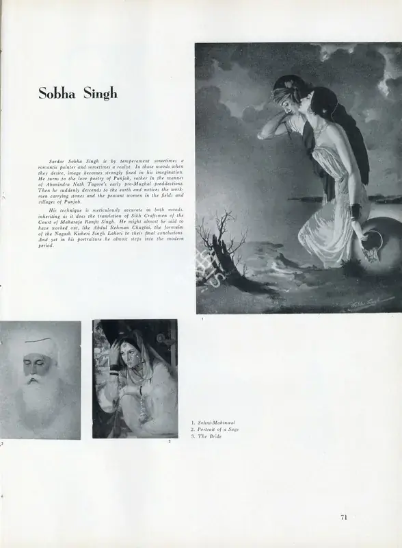 Anonymous (Essayist). Sobha Singh. In Marg - The Heritage of Punjab. 10(2), p. 71. Bombay: Marg, March 1957 | Essay | FineArts | 00668861
