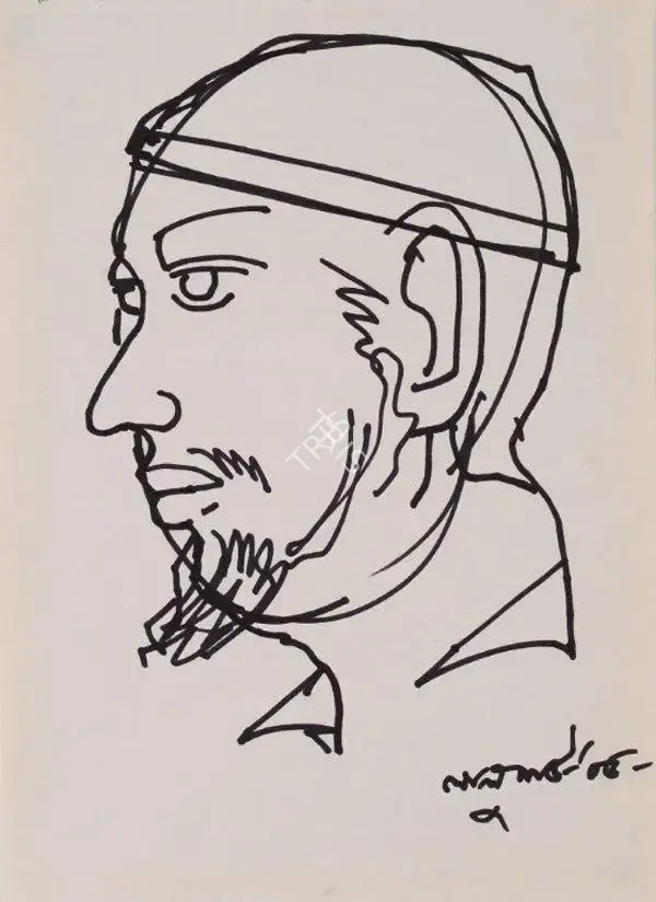Shaw, Lalu Prasad (Artist). Man. Ink on paper, n.d. | Drawing | FineArts | 00644966