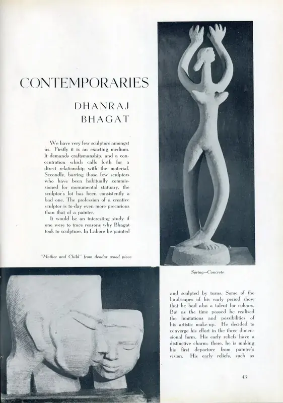 Anonymous (Essayist). Dhanraj Bhagat. In Marg. 8(3), pp. 43-48. Bombay: Marg, June 1955 | Essay | FineArts | 00668832, 1955