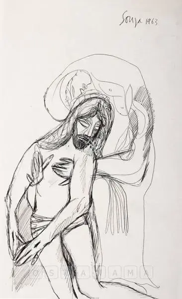 Souza, F.N. (Artist). Study For The Deposition: Christ In The Arms Of Mary, 1963 | Drawing