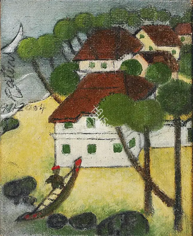 Raiba, A.A. (Artist). Goan Village, 2004 | Painting