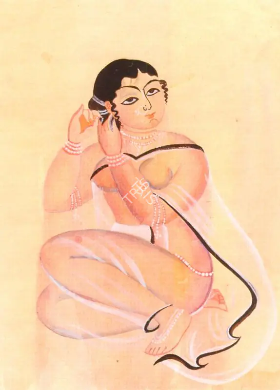 Kalighat School (Artist). Woman Putting on an Earing, early 20th century | Painting