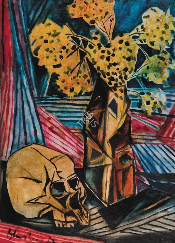 Bhaskaran, R.B. (Artist). Untitled (Still-Life with Skull), 1975 | Painting