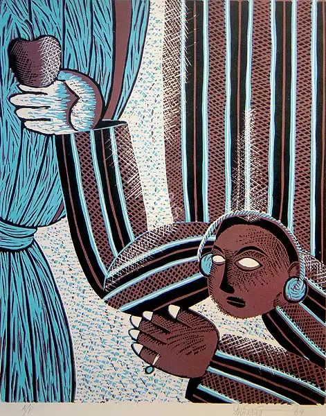 Dasgupta, Dharmanarayan (Artist). Untitled. Linocut on paper, 1987 | Graphic Art | FineArts | 00900658