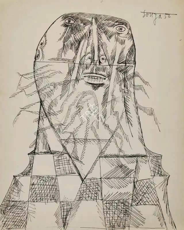 Souza, F.N. (Artist). Untitled (Man with Beard), 1956 | Drawing