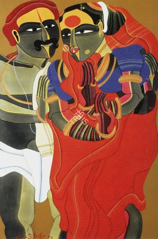Vaikuntam, Thota (Artist). Telangana Couple -III. Acrylic on canvas board, 2004 | Painting | FineArts | 00599293