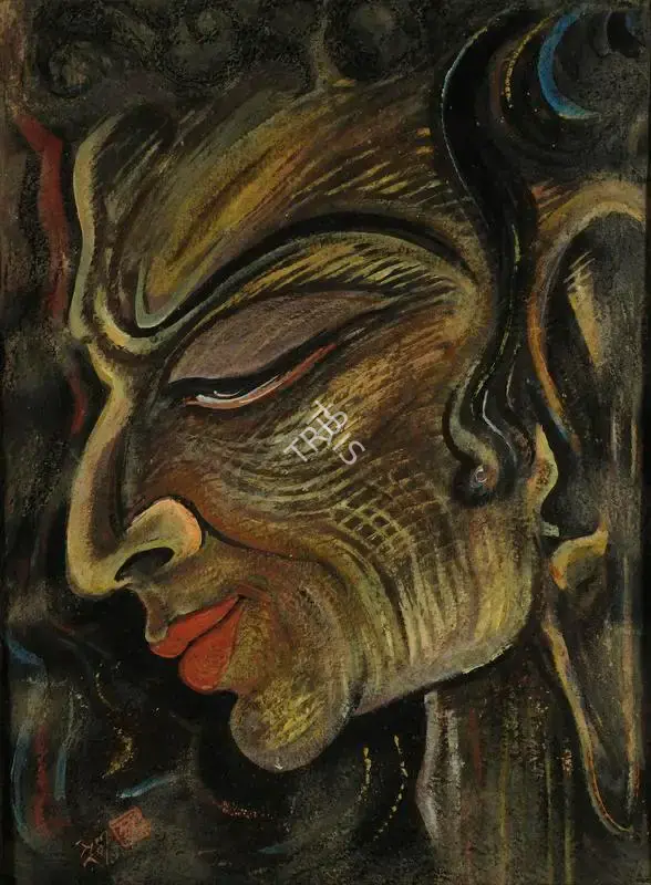 Khastgir, Sudhir (Artist). Face. Gouache and pastel on paper, 1946 | Painting | FineArts | 00371712