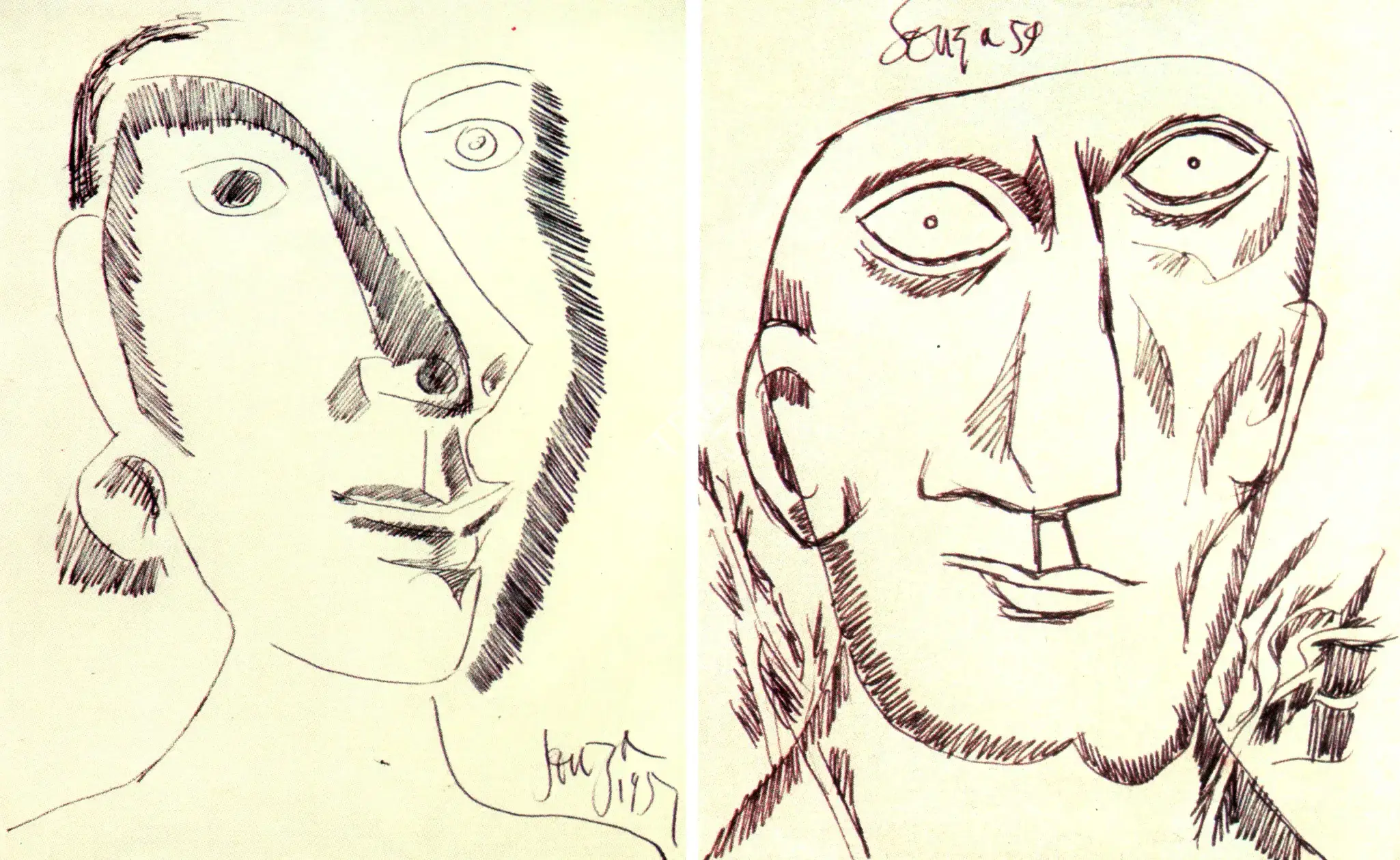 Souza, F.N. (Artist). Head, 1954 | Drawing