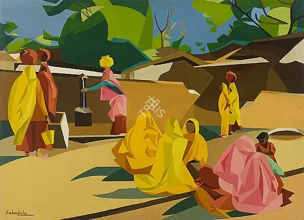 Sabavala, Jehangir (Artist). The Waterpump, Jaipur. Oil on canvas, 1956 | Painting | FineArts | 00645605