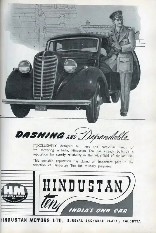 Hindustan Motors (Advertiser). Dashing and Dependable, 1948 | Advertisement