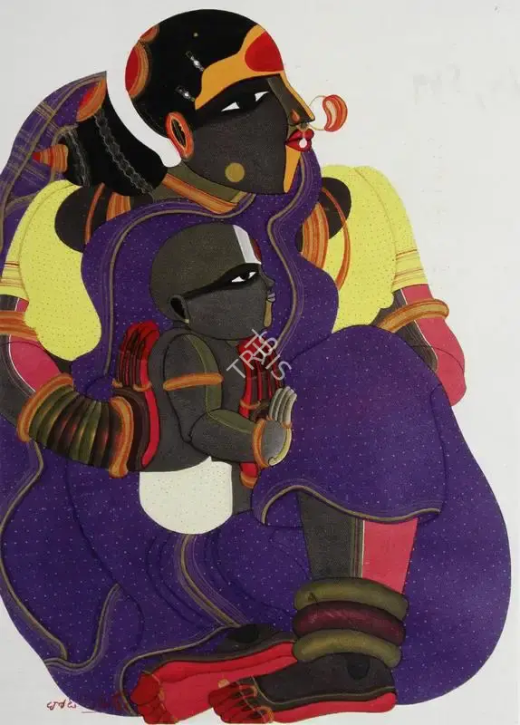 Vaikuntam, Thota (Artist). Mother And Child. Acrylic on paper, 2005 | Painting | FineArts | 00599292