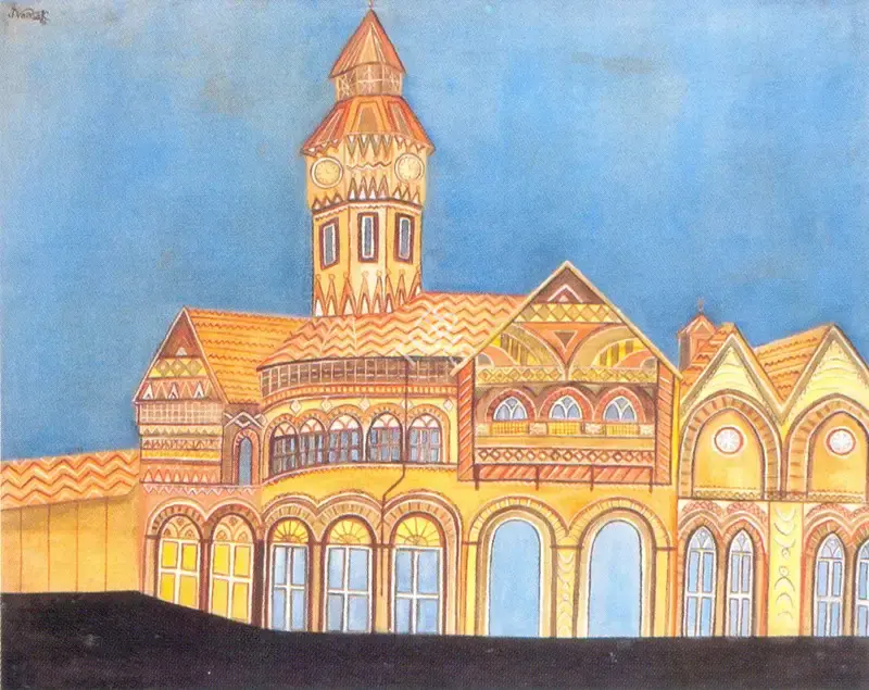 Kanodia, Nayanaa (Artist). Building. Oil on canvas, 1991 | Painting | FineArts | 00374286