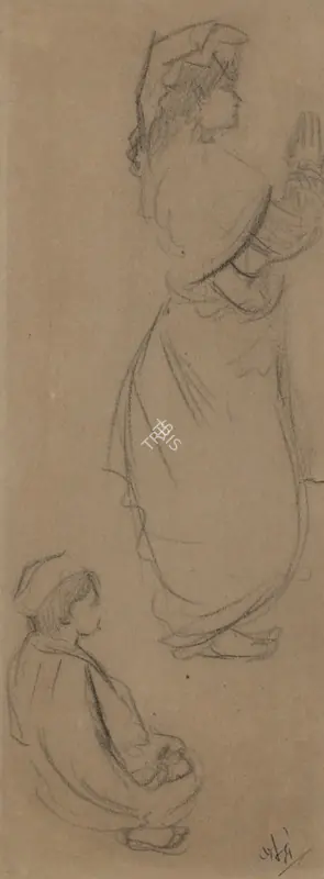 Bendre, N.S. (Artist). Untitled. Pencil on paper pasted on mount board, circa 1940s | Painting | EconomicsArt | 00870531
