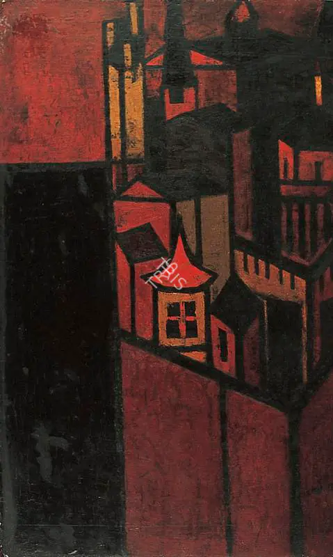 Raza, S.H. (Artist). La Tour. Oil on isorel (board), 1953 | Painting | FineArts | 00371690