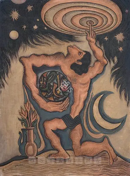 Sadequain (Artist). Alim-E-Rang-O-Bu (Master Of Colour & Fragrance), 1972 | Painting
