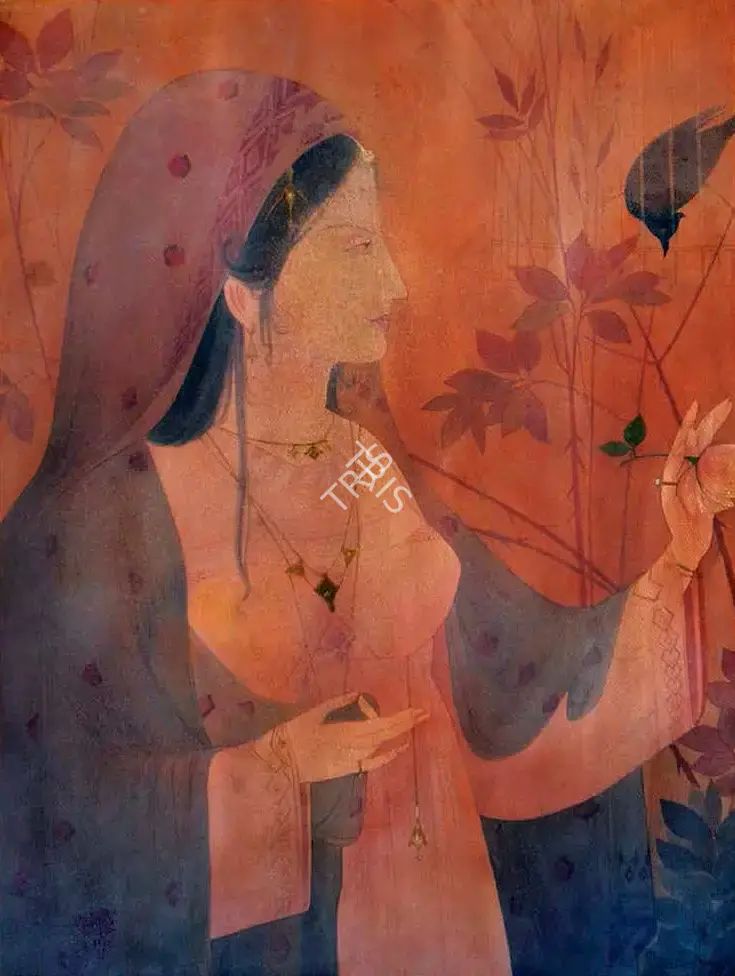 Chughtai, M.A.R. (Artist). Woman's Face. Watercolour (wash) on paper, n.d. | Painting | FineArts | 00645919