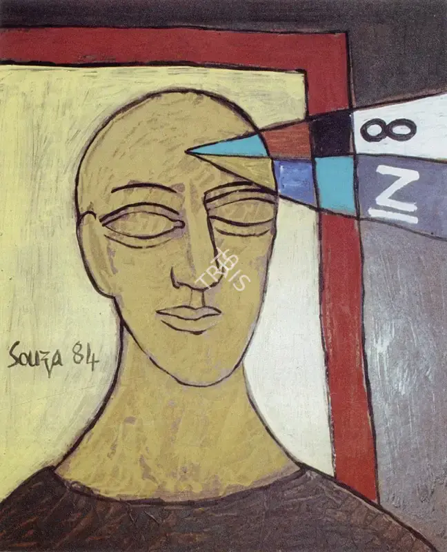 Souza, F.N. (Artist). Portrait of Sanford Redmond. Acrylic on Board, 1984 | Marg, September 1985 | Painting | FineArts | 00675048