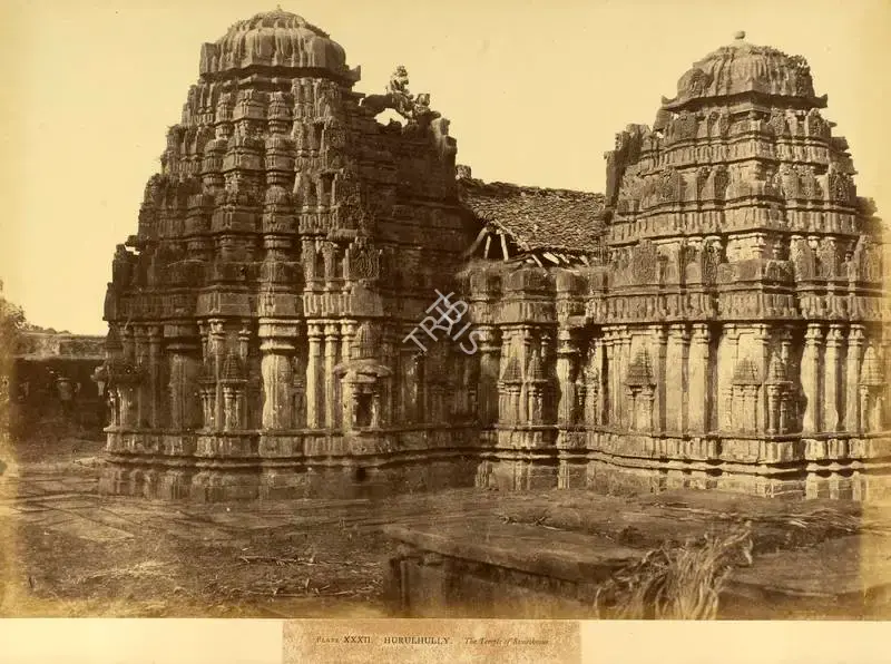 Pigou, William Henry (Photographer). Hurulhully. The Temple of Someshwur - From the album "Architecture in Dharwar and Mysore Published by John Murray. London 1866. Photographs by Dr. William Henry Pigou, Dr. Andrew c.Neill and Col. Thomas Biggs with an historical and descriptive memoir by Colonel Meadows Taylor and  architectural notes by James Fergusson". Albumen print pasted on mount, c.1856 | Antiquarian Photograph | Photography | 00115035