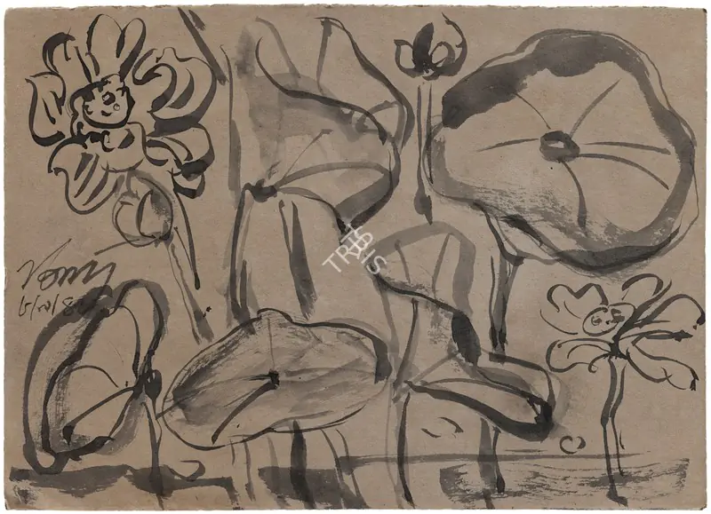 Mukherjee, B.B. (Artist). Untitled. Ink on paper, 1942 | Drawing | EconomicsArt | 00869433