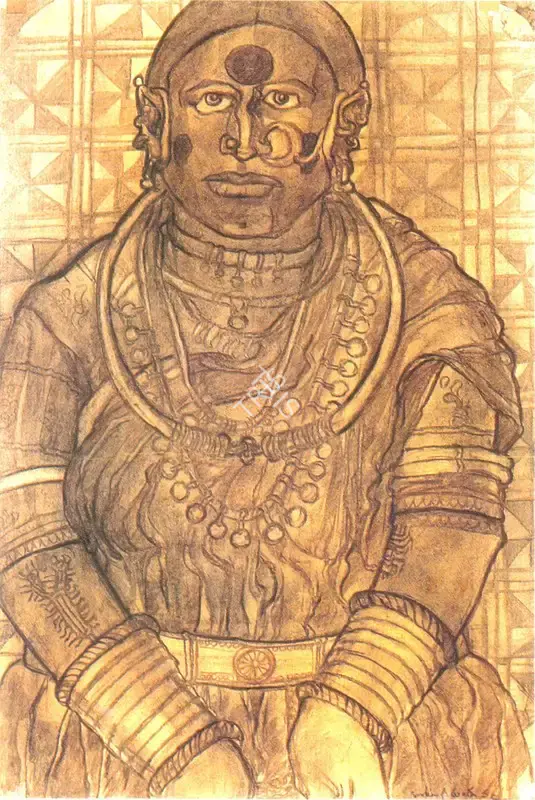 Vaikuntam, Thota (Artist). Banjara Woman. Black charcoal on paper, 1987 | Painting | FineArts | 00374211