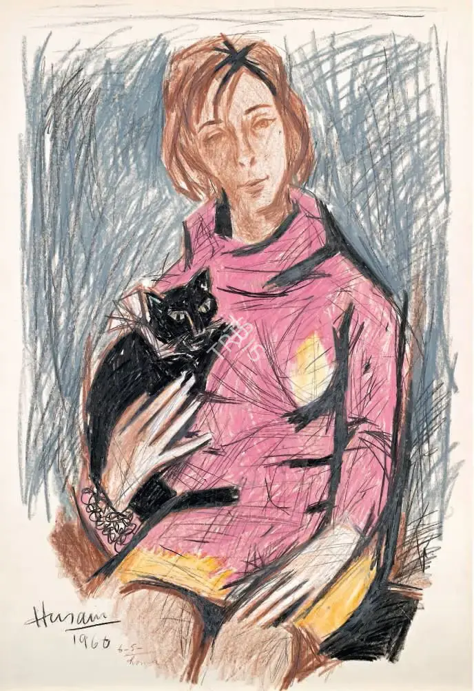 Husain, M.F. (Artist). Untitled (Daughter of the Consul in Bombay), 1960 | Drawing