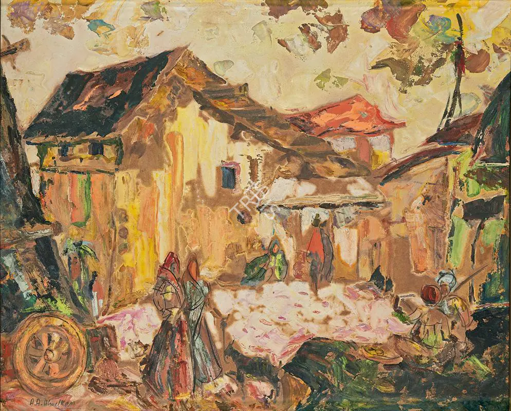 Almelkar, A.A. (Artist). Untitled (Village Scene), n.d. | Painting