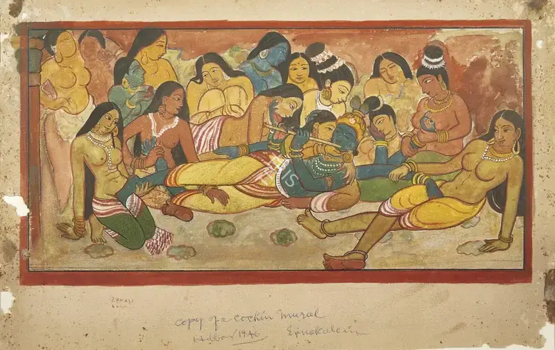 Hebbar, K.K. (Artist). Copy of a Cochin Mural. Gouache on paper, 1946 | Painting | EconomicsArt | 00871409
