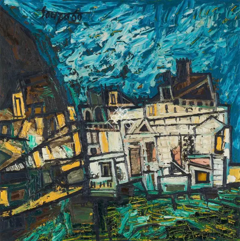 Souza, F.N. (Artist). Untitled (Townscape with houses), 1960 | Painting