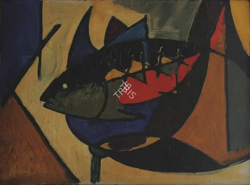 De, Biren (Artist). The Fish. Oil on canvas, 1956 | Painting | EconomicsArt | 00870768
