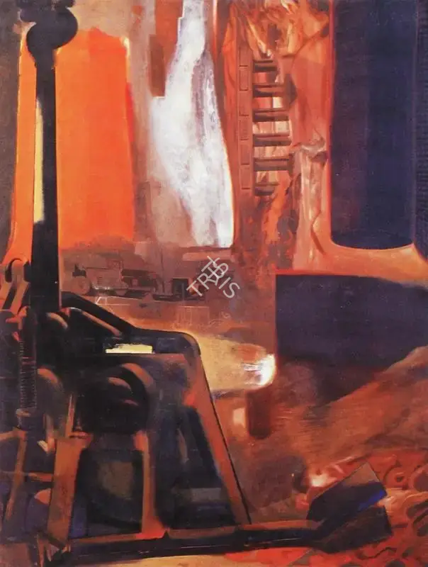 Sharma, Nataraj (Artist). Roadmaker - Orange Light. Oil on canvas, n.d. | Painting | FineArts | 00599511
