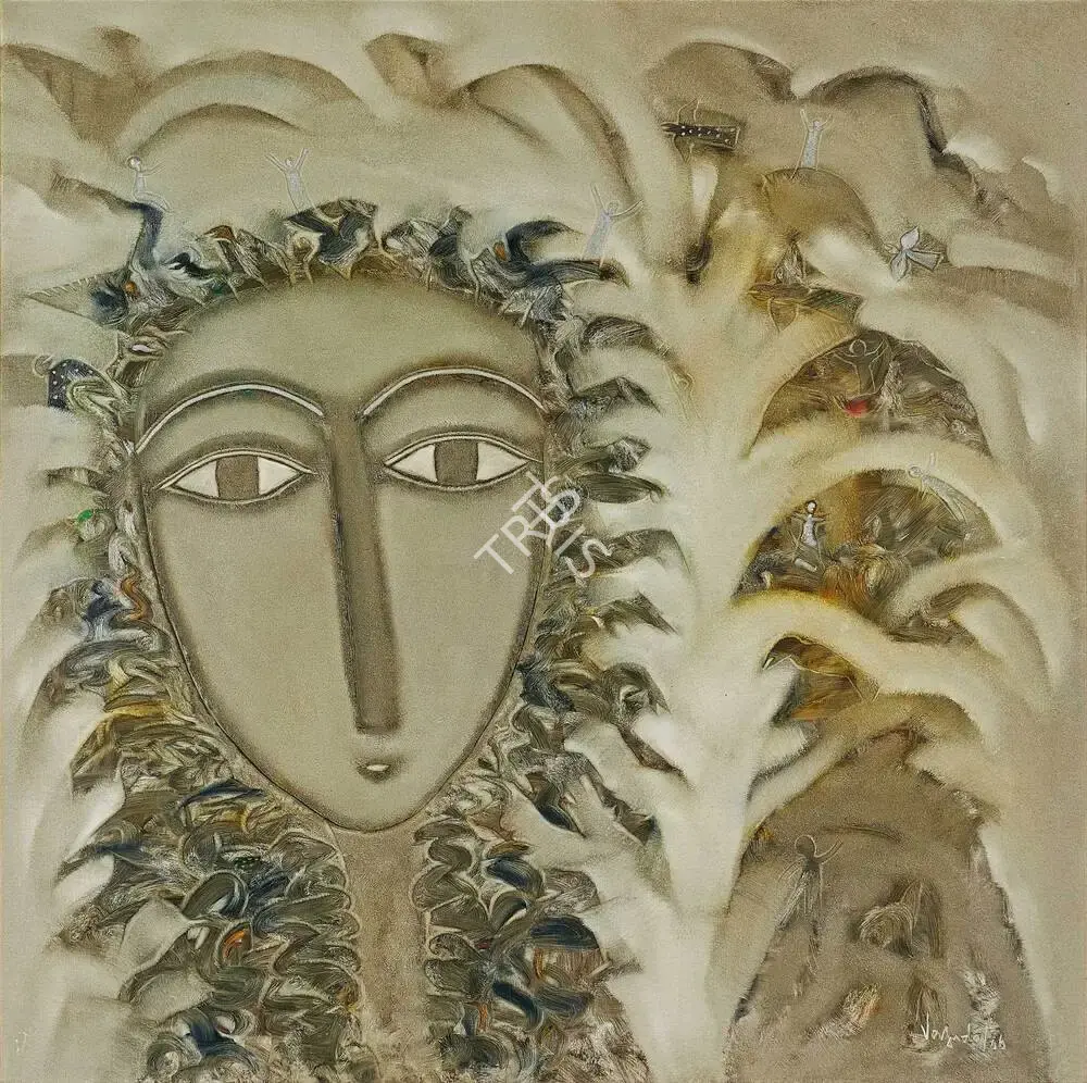 Vasudev, S.G. (Artist). She & The Mountains. Oil on canvas, 2006 | Painting | FineArts | 00357315