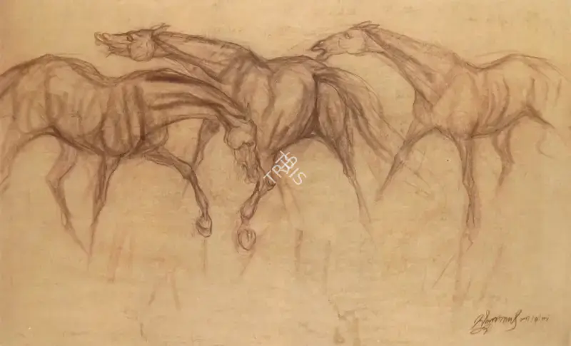 Das, Sunil (Artist). Friends 1, n.d. | Drawing