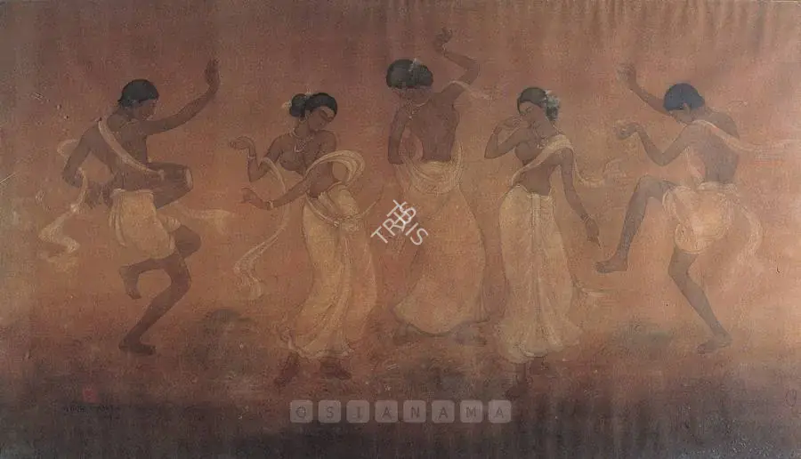 Dutt, Pulin Behari (Artist). Maidens & Musicians Dancing. Watercolour and wash on paper, 1931 | Painting  | 00877517