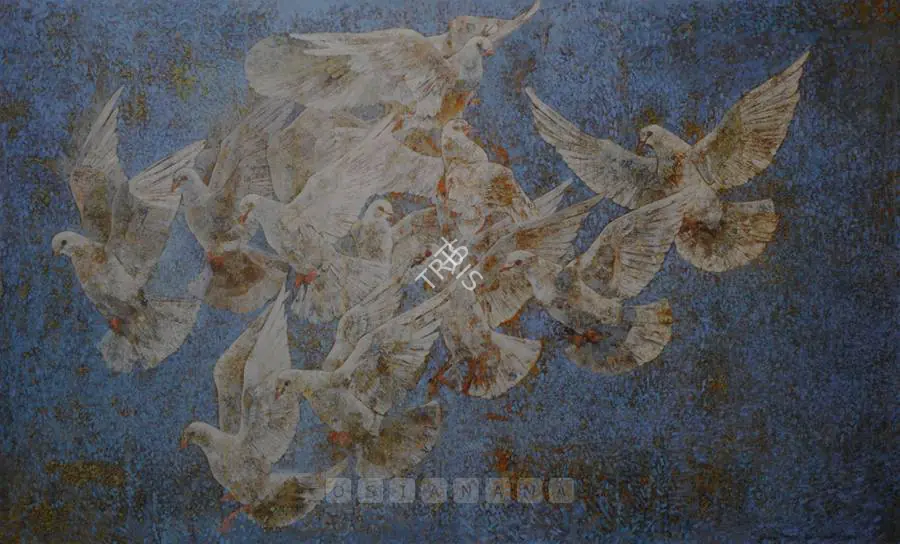 Naqsh, Jamil (Artist). Pigeons. Oil on canvas, 1987 | Painting | FineArts | 00898848