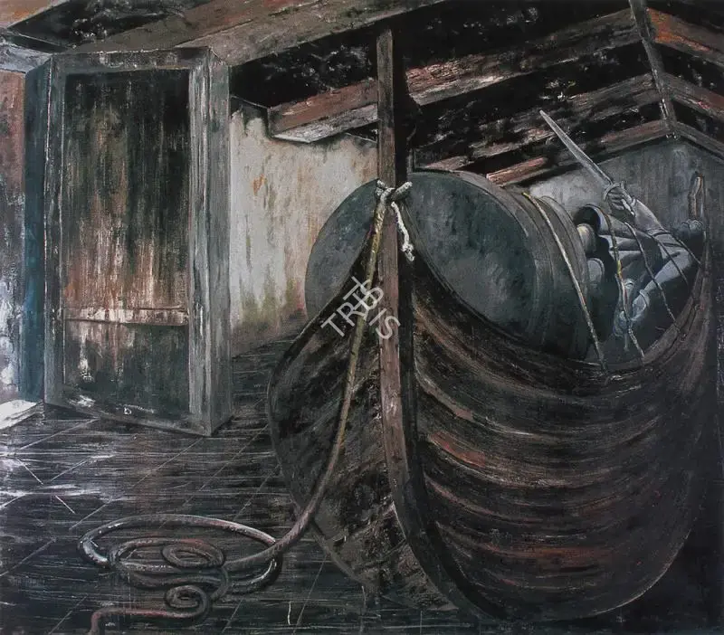 Natesan, Shibu (Artist). Futility of Device - I. Mixed media on canvas, 1995 | Painting | FineArts | 00376138