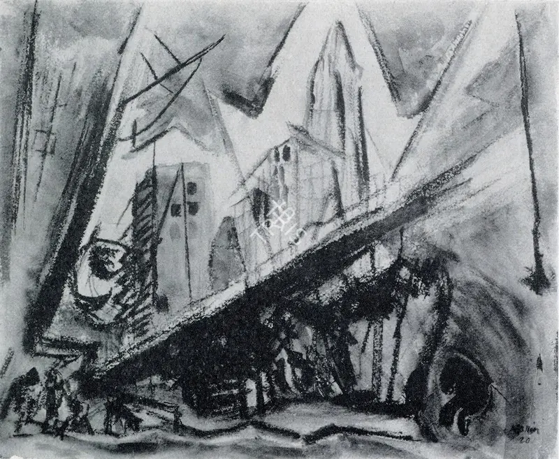Marin, John (Artist). Lower Manhattan. Watercolour, 1920 | Marg, December 1956 | Painting | FineArts | 00674049