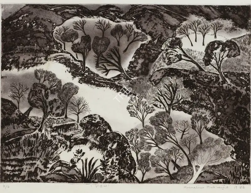 Mukherjee, Mrinalini (Artist). View. Etching with aquatint; Edition 3/6, 1983 | Graphic Art  | 00867771