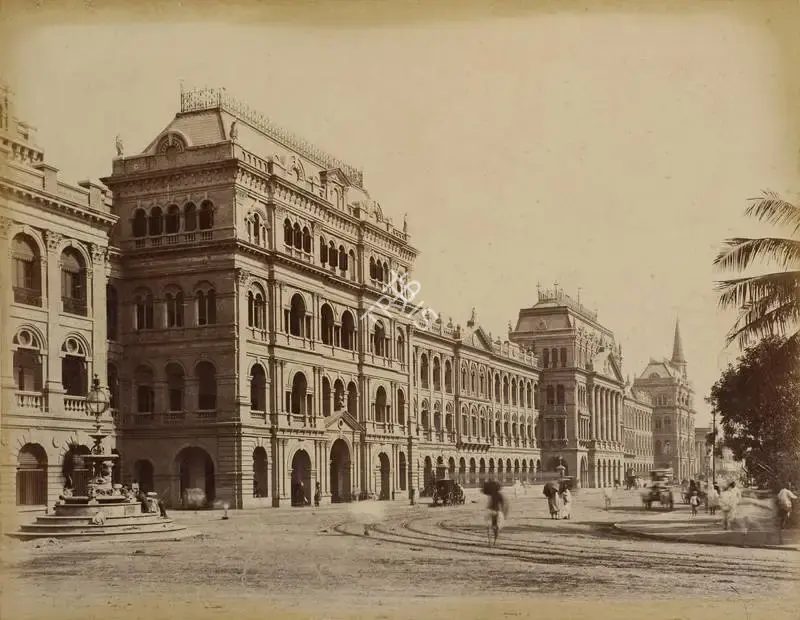 Narayan, Shew Shankar (Photographer). The Writer's Building - From the album 'Calcutta International 1883-84 Exhibition Views'. Albumen print pasted on mount, 1883-1884 | Antiquarian Photograph | Photography | 00115256