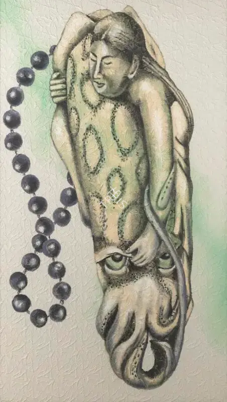 Dodiya, Anju (Artist). Pearl Diver's Embrace, n.d. | Painting