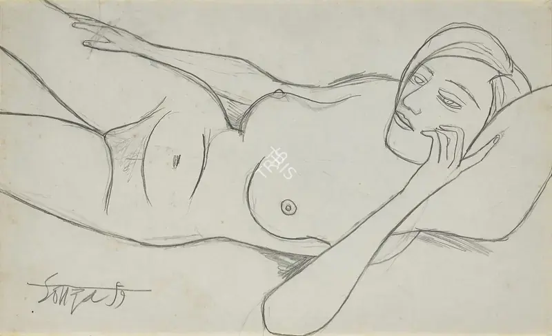 Souza, F.N. (Artist). Untitled (Nude), 1959 | Drawing & Sketch