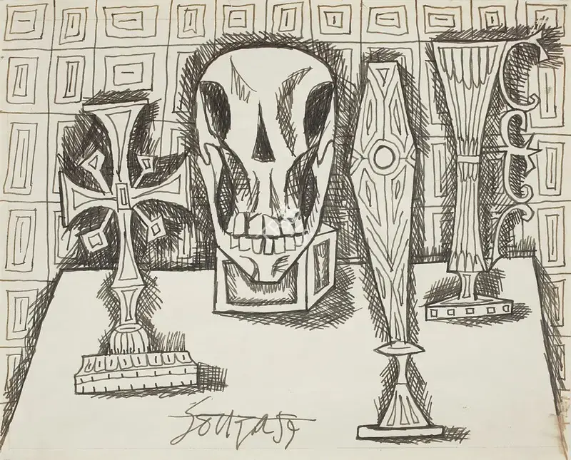 Souza, F.N. (Artist). Still Life with The Eucharist, 1959 | Drawing