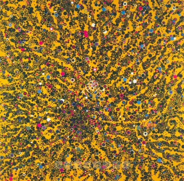 Kher, Bharti (Artist). Actions To See The World Better. Bindis on composite aluminium panel, n.d. | Collage | FineArts | 00645122