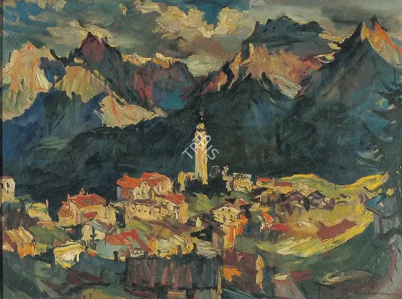 Langhammer, Walter (Artist). Swiss Landscape, early 1940s | Painting