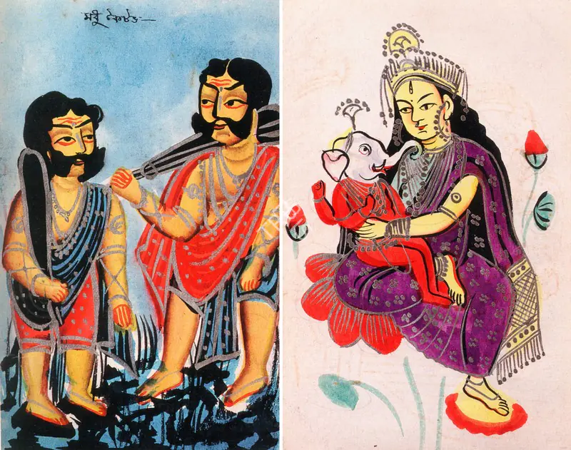 Kalighat School (Artist). An Albumn of Sixty-Eight Watercolours of Indian Mythology, c.1900 | Painting