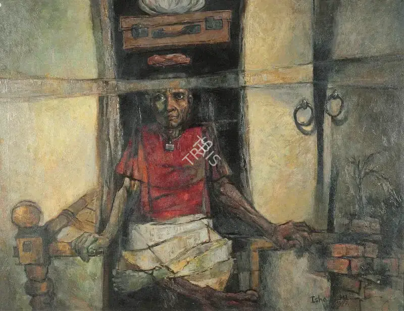 Mahammad, Isha (Artist). Charpayi Coolie. Oil on canvas, 1977 | Painting | FineArts | 00371700