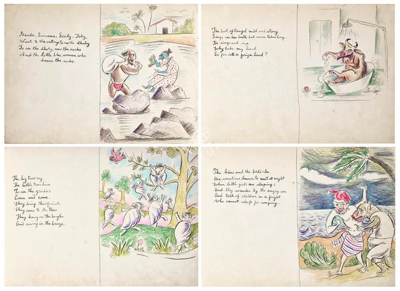 Keyt, George (Artist). Untitled (Reasonable Rhymes). Coloured pencil and ink on paper, 1938 | Drawing | FineArts | 00355411