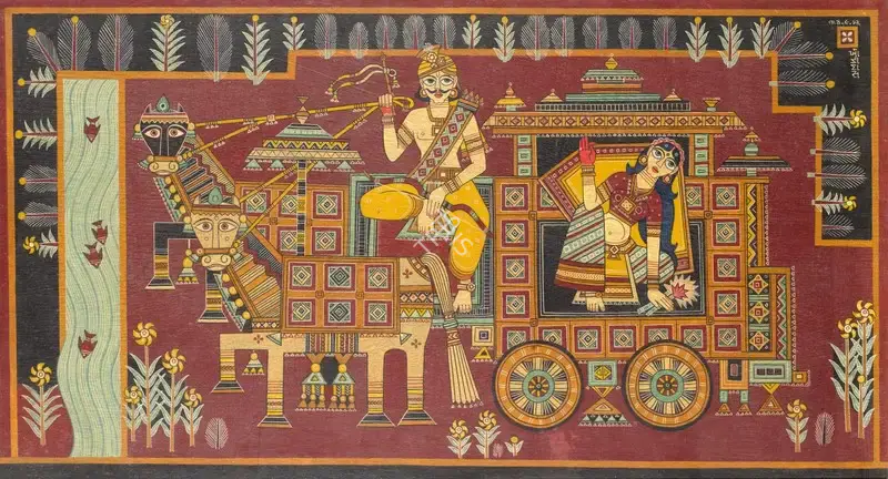 Parmar, Khodidas (Artist). Untitled (Riders and Chariot). Oil on board, n.d. | Painting | EconomicsArt | 00870429
