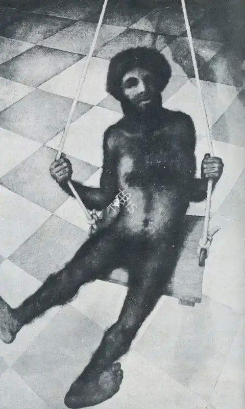 Bhattacharjee, Bikash (Artist). Man on the Swing. 1972 | Marg, March 1978 | Painting | FineArts | 00674581