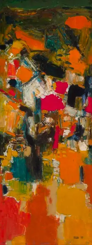 Raza, S.H. (Artist). Untitled (Mountain Village), 1959 | Painting