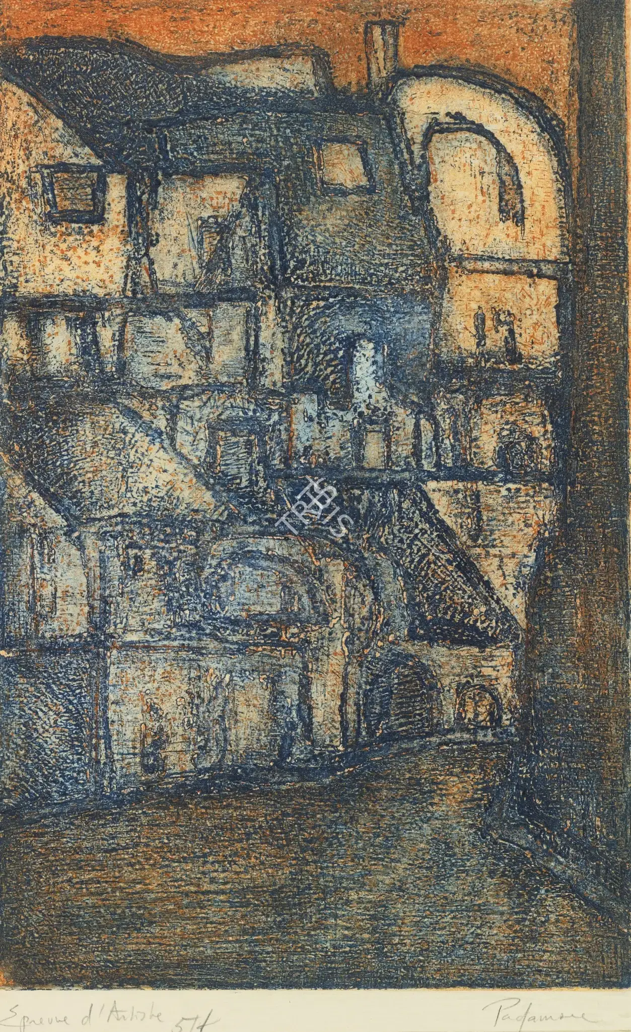 Padamsee, Akbar (Artist). Untitled (Cityscape), n.d. | Graphic Art